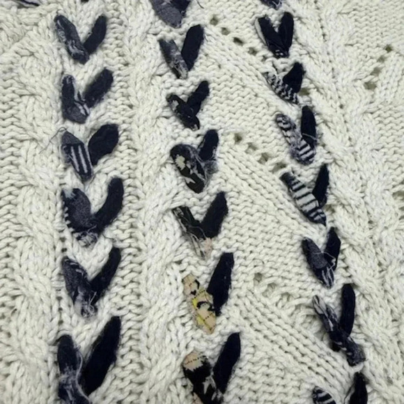 Knitted & Knotted Ribboned Cables Sweater Medium Cable Knit Ribbon Anthropologie - Picture 11 of 11